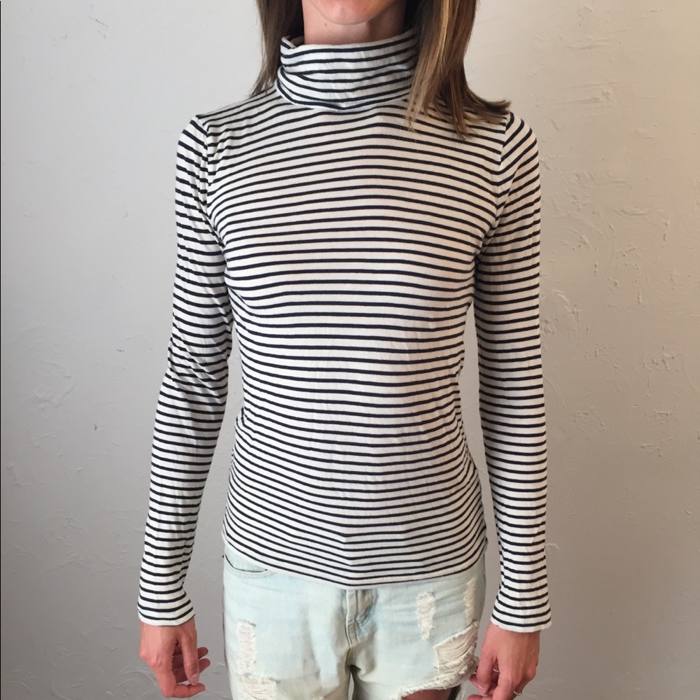 White striped turtleneck